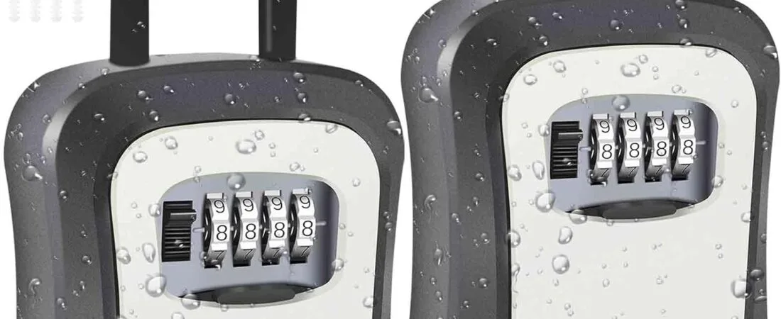 2 Pack Key Lock Box, Waterproof 4 Digits Combination Lockbox with Removable Shackle, Wall Mount Resettable Key Hider, Upgraded Large Password Boxes for Car House Office Apartment Keys-Grey 2 Pack Key Lock Box, Waterproof 4 Digits Combination Lockbox with Removable Shackle, Wall Mount Resettable Key Hider, Upgraded Large Password Boxes for Car House Office Apartment Keys-Grey