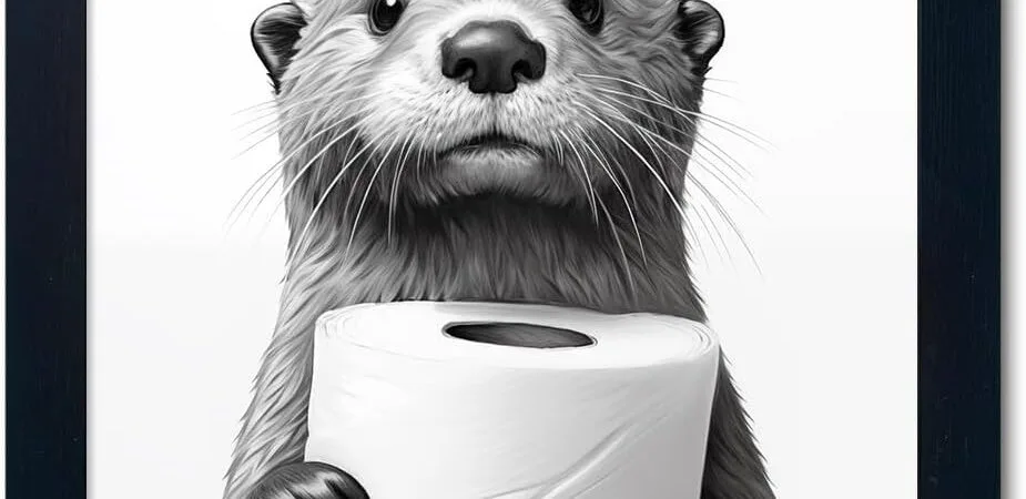 Bathroom Picture Wall Decor, Framed Black and White Bathroom Wall Art, Toilet Paper in Little Funny Raccoon’s Hand Animal Canvas Print Painting Bathroom Picture Wall Decor, Framed Black and White Bathroom Wall Art, Toilet Paper in Little Funny Raccoon’s Hand Animal Canvas Print Painting