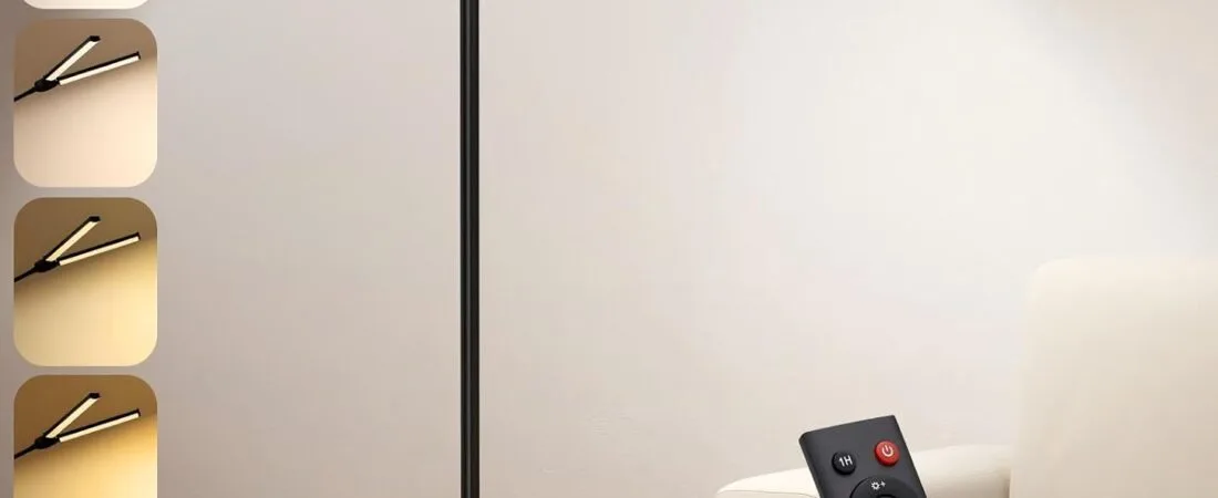 LED Floor Lamp for Living Room, Bright Reading Lamps for Office, Adjustable Colors Temperatures&Brightness, Dual Head Goose-Neck Standing Lamp, Remote and Button Control, Eye Caring Tall Lamp, Black LED Floor Lamp for Living Room, Bright Reading Lamps for Office, Adjustable Colors Temperatures&Brightness, Dual Head Goose-Neck Standing Lamp, Remote and Button Control, Eye Caring Tall Lamp, Black