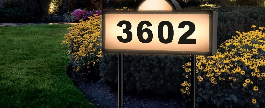 Solar Address Signs for Yard, Solar Powered Address Sign with Warm White & Cold White, IP65 Waterproof Solar House Numbers for Outside, LED Illuminated Plaques Wall Mounted & In Ground Solar Address Signs for Yard, Solar Powered Address Sign with Warm White & Cold White, IP65 Waterproof Solar House Numbers for Outside, LED Illuminated Plaques Wall Mounted & In Ground