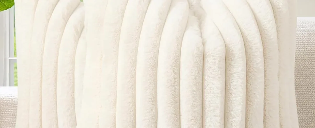 decorUhome Cozy Faux Fur Spring Throw Pillow Covers 18×18 Set of 2 Decorative Soft Plush Striped Modern Farmhouse Boho Couch Pillow Cases with Velvet Back for Sofa Bed Living Room, Cream White decorUhome Cozy Faux Fur Spring Throw Pillow Covers 18×18 Set of 2 Decorative Soft Plush Striped Modern Farmhouse Boho Couch Pillow Cases with Velvet Back for Sofa Bed Living Room, Cream White