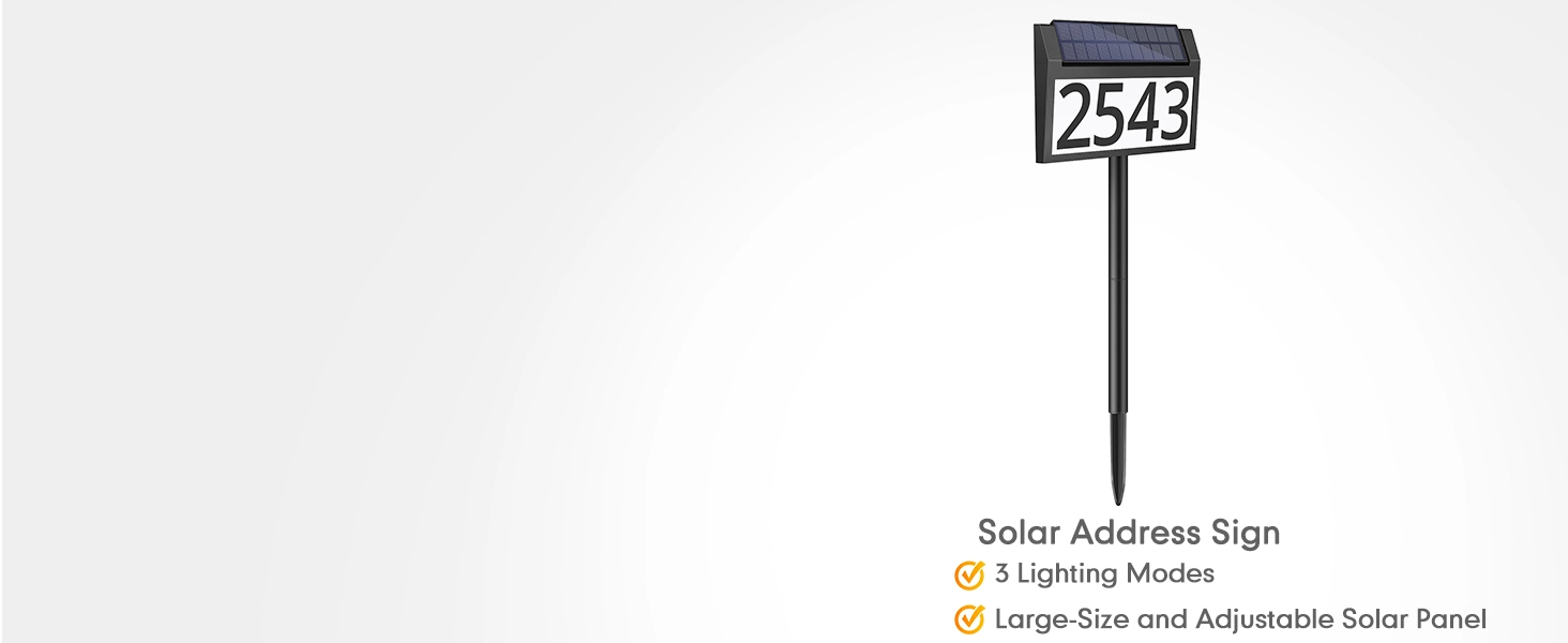 Solar Address Sign Lighted House Number, Solar Powered Address Plaque, 3-Color in 1 Address Number