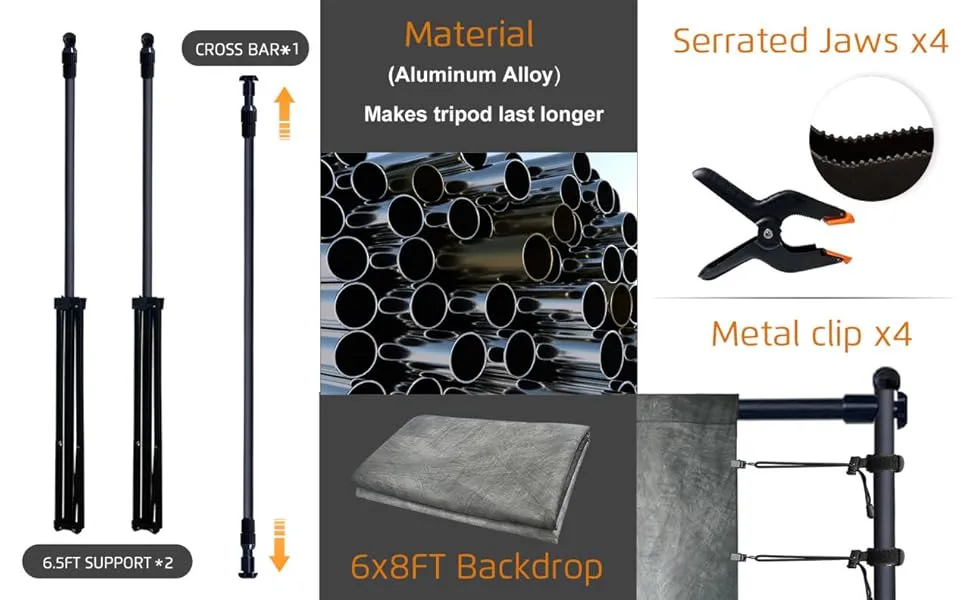 2-in-1 Portable Photo Backdrop Kit with 6x8ft Abstract Background