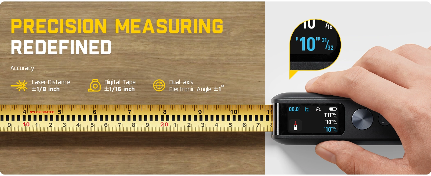 Fanttik A10 Pro 2-in-1 Digital Laser Tape Measure with HD IPS Color Display