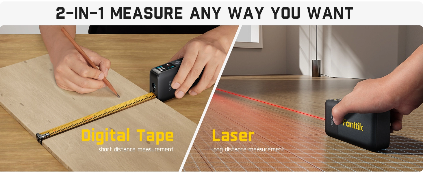 Fanttik A10 Pro 2-in-1 Digital Laser Tape Measure with HD lPS color Display
