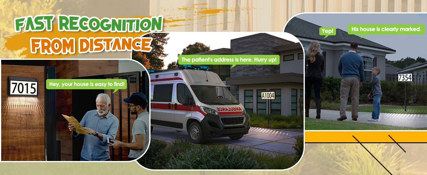 Solar Powered Address Sign House Numbers, 3 Lighting Modes Address Wall Plaque, Address Number