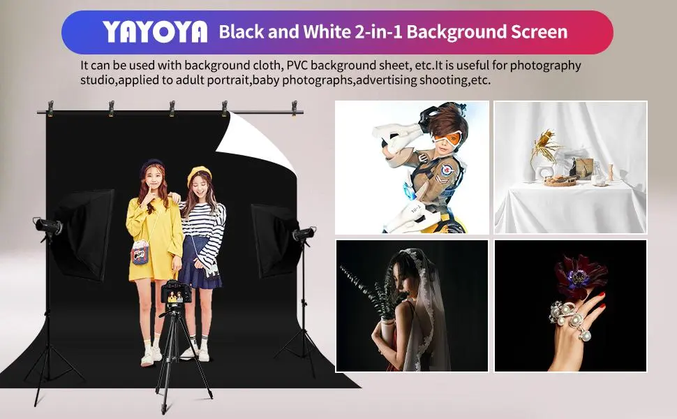 black and white 2-in-1 backdrop