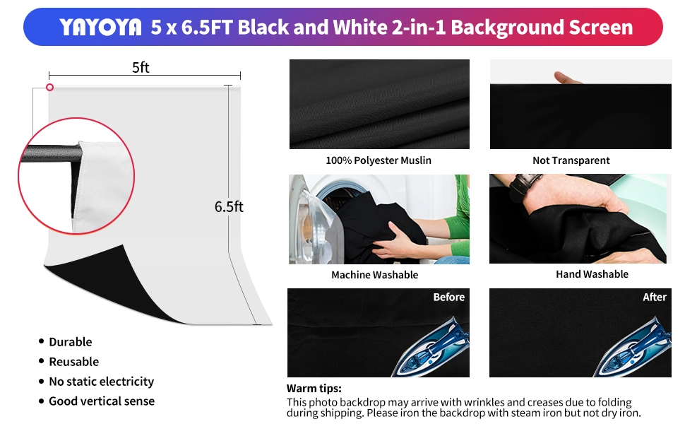2-in-1 black and white backdrop