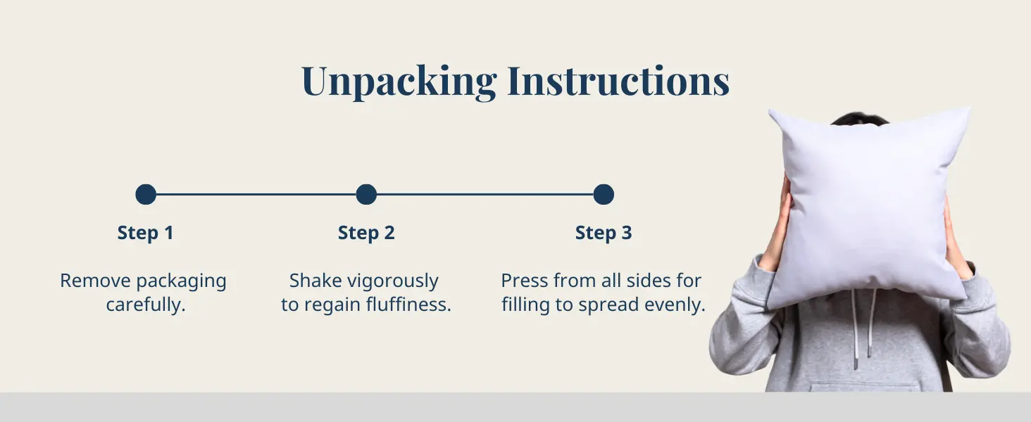 Unpacking Instructions for Lane Linen's Throw Pillows