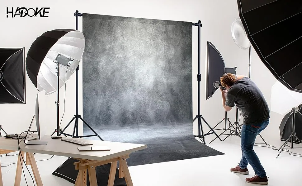 2-in-1 Portable Photo Backdrop Kit with 6x8ft Abstract Background