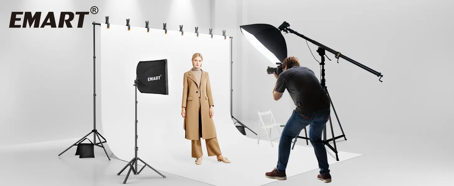 EMART Backdrop Stand 10x7ft Photo Studio Adjustable Background Stand Support Kit