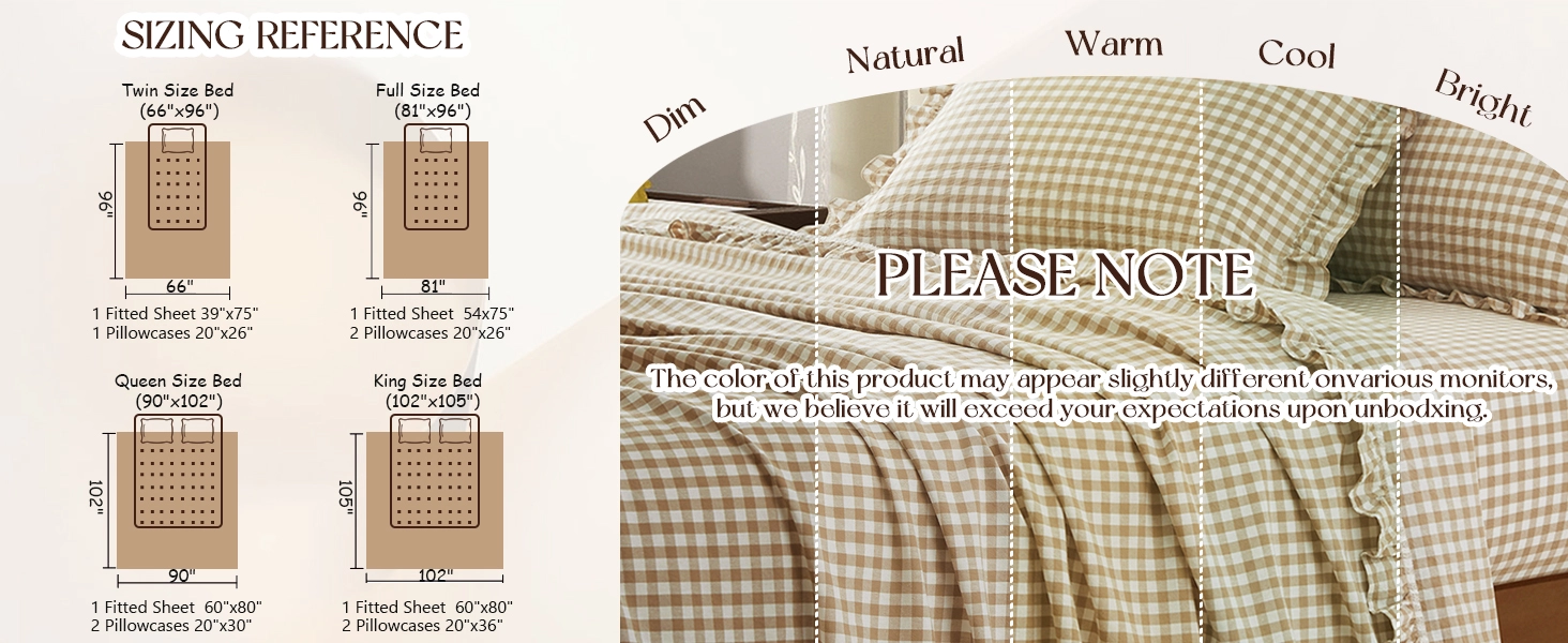 Plaid Ruffle Sheets Set