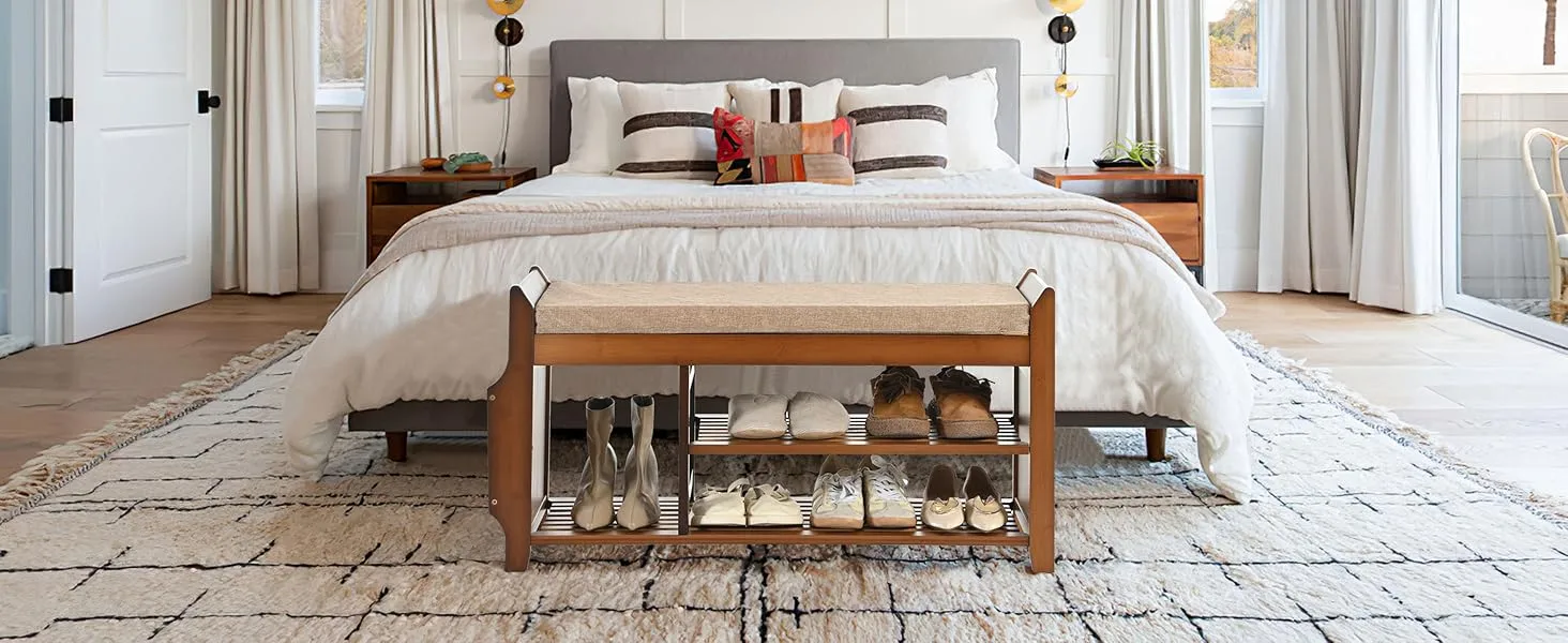 shoe bench in the bedroom