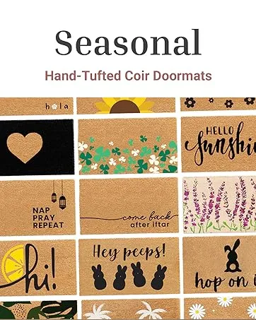 Sustainably Made, Hand-Tufted Coir Doormats, coconut fibers, Traps Dirt Naturally, anti-slip