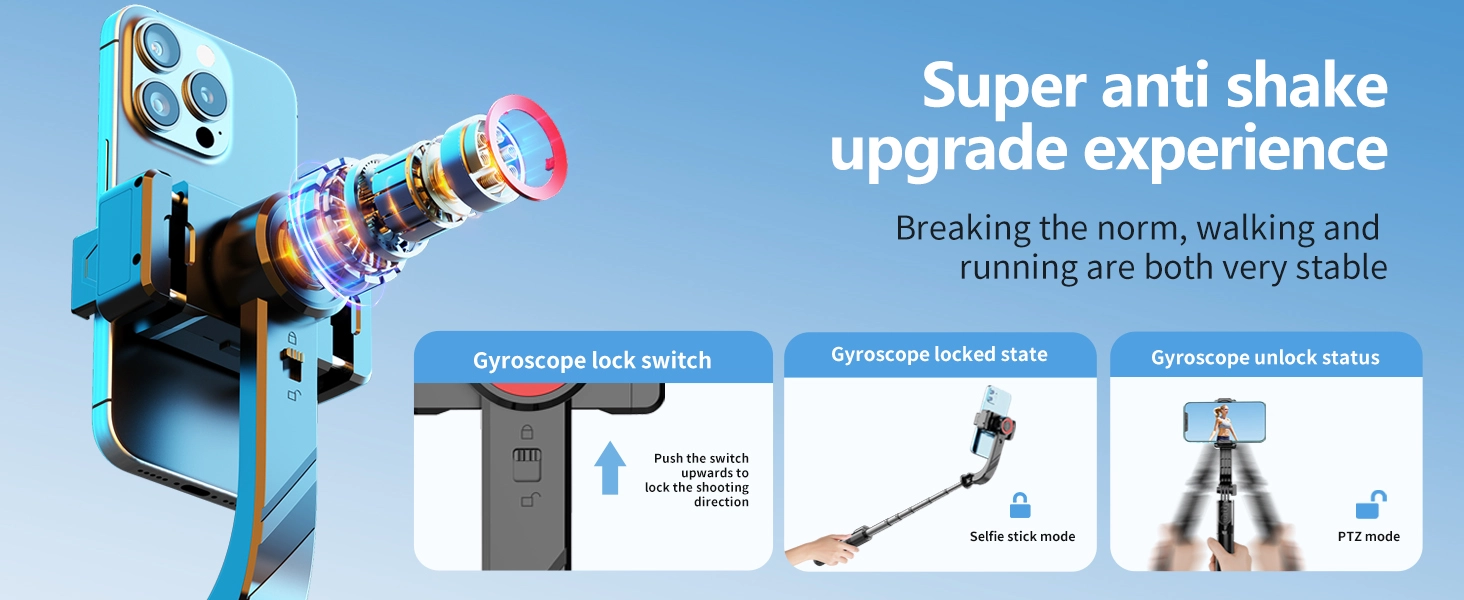 Gimbal Stabilizer for Smartphone ，with Retractable Selfie Stick and Tripod，