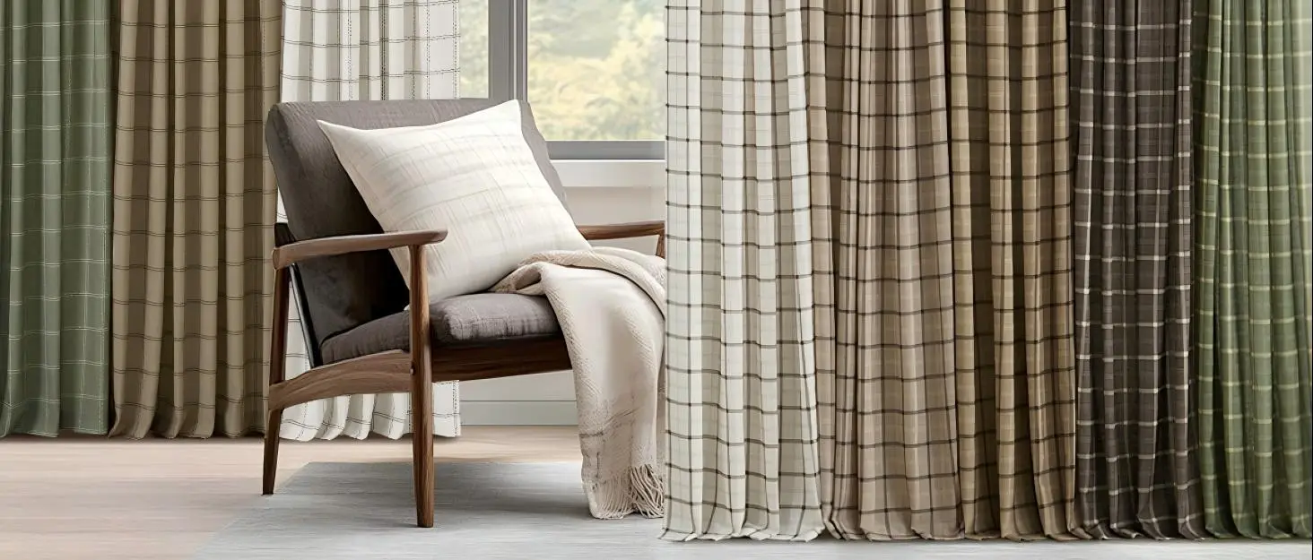 linen plaid curtains