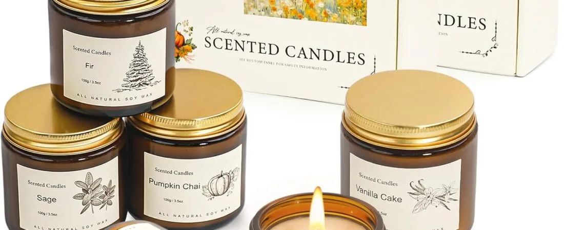 12 Pack Candles for Home Scented,Long Lasting Soy Candles for Home,Holiday Scented Candle Gift Set with Cinnamon Apple,Pumpkin Chai&Vanilla,Natural Aromatherapy Candles,Gifts for Women