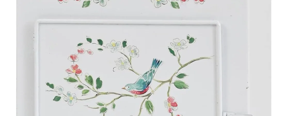 Mailbox Wall Mount Mailboxes for Outside Vintage Mail Boxes for House Outside Metal Drop Box Antique Style Nostalgic Charm Home Decorative, Flower Pattern, White