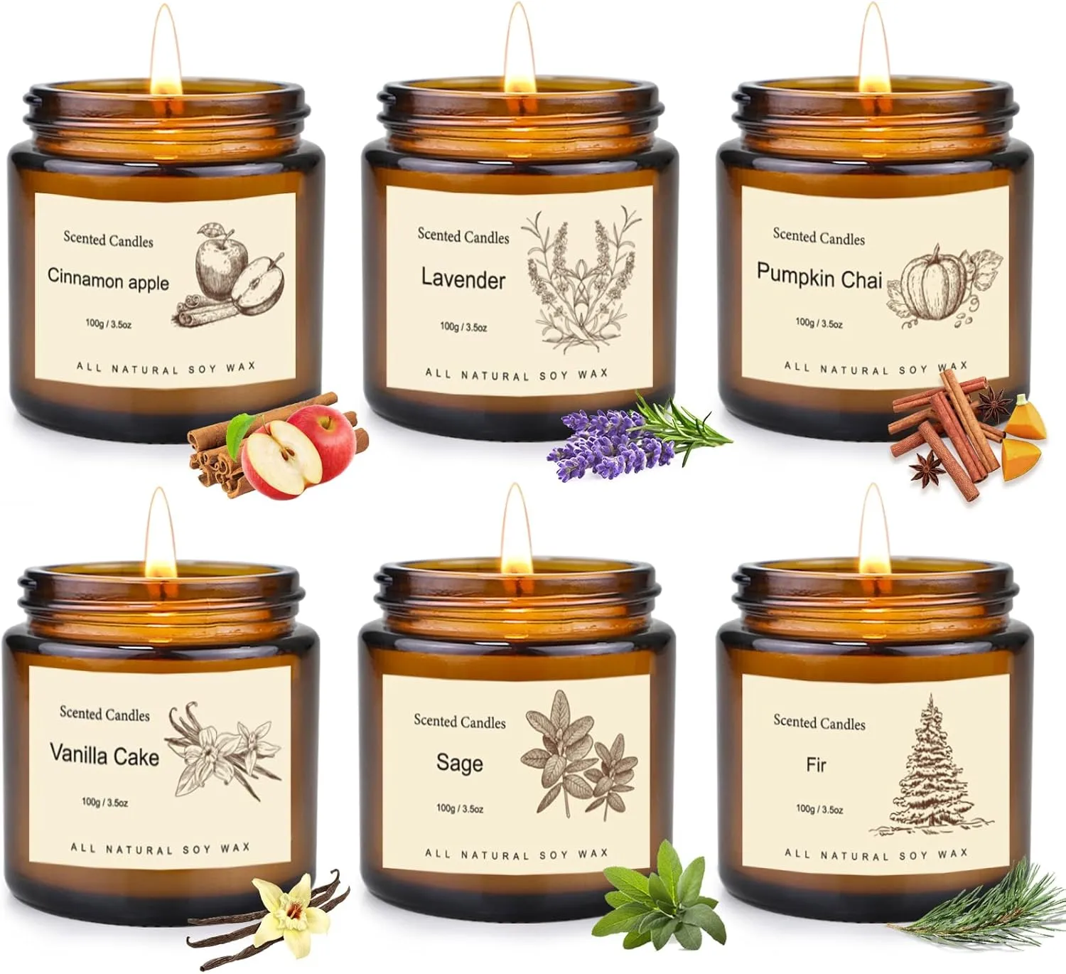 6 Pack Candles for Home Scented,Long Lasting Soy Candles for Home,Holiday Scented Candle Gift Set with Cinnamon Apple,Pumpkin Chai&Vanilla,Natural Aromatherapy Candles,Holiday Gifts for Women 6 Pack Candles for Home Scented,Long Lasting Soy Candles for Home,Holiday Scented Candle Gift Set with Cinnamon Apple,Pumpkin Chai&Vanilla,Natural Aromatherapy Candles,Holiday Gifts for Women