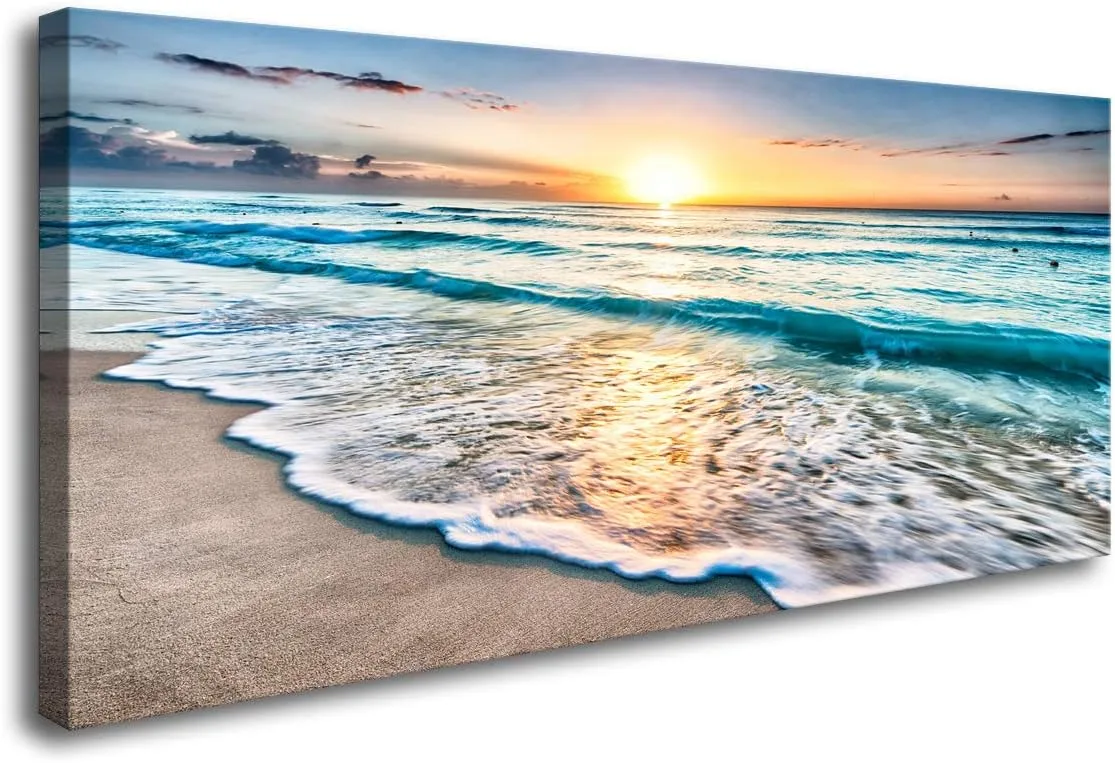 Baisuart S02250 Canvas Prints Wall Art Beach Sunset Ocean Waves Nature Pictures Stretched Canvas Wooden Framed for living Room Bedroom and Office Baisuart S02250 Canvas Prints Wall Art Beach Sunset Ocean Waves Nature Pictures Stretched Canvas Wooden Framed for living Room Bedroom and Office