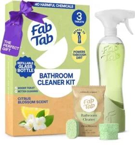 Fab Tab Bathroom Cleaner Starter Kit - Natural Cleaning Products - Household Cleaners - All-Purpose Cleaner Tablets - Plant-Based - Plastic-Free | Citrus Scent | No Harsh Chemicals