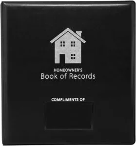 Homeowner's Book of Records Binder, Organize Household Receipts and Home Repair Record Keeping (Black)