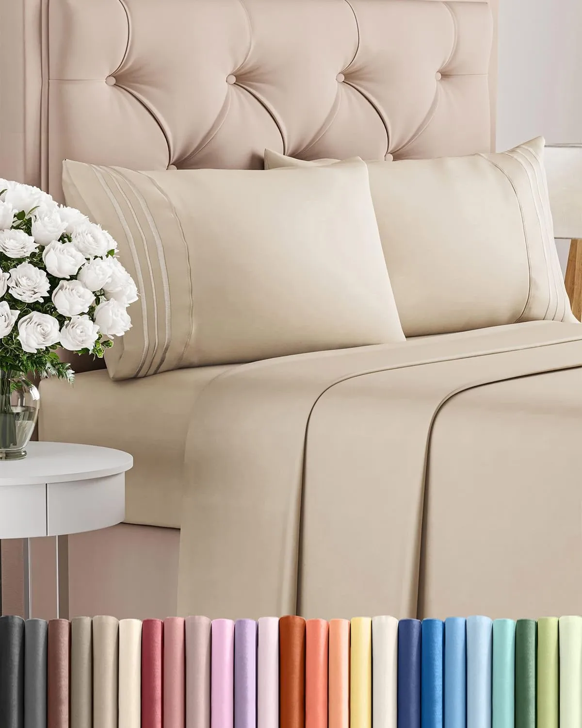 King Size 4 Piece Sheet Set – Comfy Breathable & Cooling Bed Sheets Set – Hotel Luxury Bedding for Women, Men, Kids, Teens, Boys & Girls – Deep Pockets, Ultra-Soft and Wrinkle Free – Oeko-Tex – Wheat King Size 4 Piece Sheet Set – Comfy Breathable & Cooling Bed Sheets Set – Hotel Luxury Bedding for Women, Men, Kids, Teens, Boys & Girls – Deep Pockets, Ultra-Soft and Wrinkle Free – Oeko-Tex – Wheat