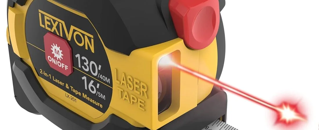 LEXIVON 2 in 1 Digital Laser Tape Measure | 130ft/40m Laser Distance Meter Display On Backlit LCD Screen with 16ft/5m AutoLock Measuring Tape | Ft/Inch/Fractions/M/mm(LX-201)