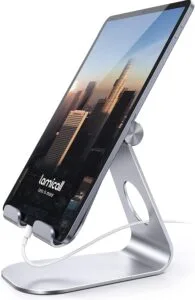 Lamicall Tablet Stand, Adjustable Tablet Holder - Desktop Stand Dock Holder for 4-13" Tablets, iPad Pro 11, 9.7, 10.5, 12.9 Air Mini, Kindle, Tab, iPhone 17 Pro Max, Switch, Office Desk Accessories
