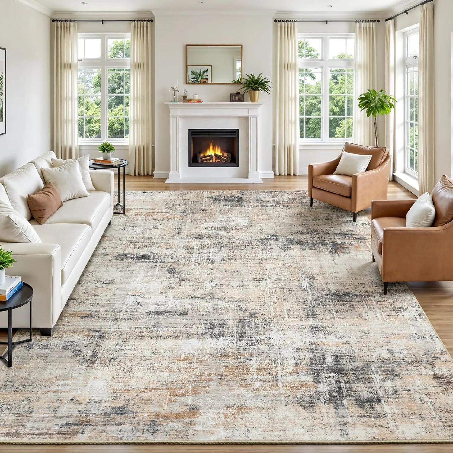 Lofus 8×10 Area Rug for Living Room, Gold Abstract Large Rugs with Non-Slip Backing, Neutral Modern Washable Carpet for Bedroom Dining Room Home Office Nursery Indoor Lofus 8×10 Area Rug for Living Room, Gold Abstract Large Rugs with Non-Slip Backing, Neutral Modern Washable Carpet for Bedroom Dining Room Home Office Nursery Indoor