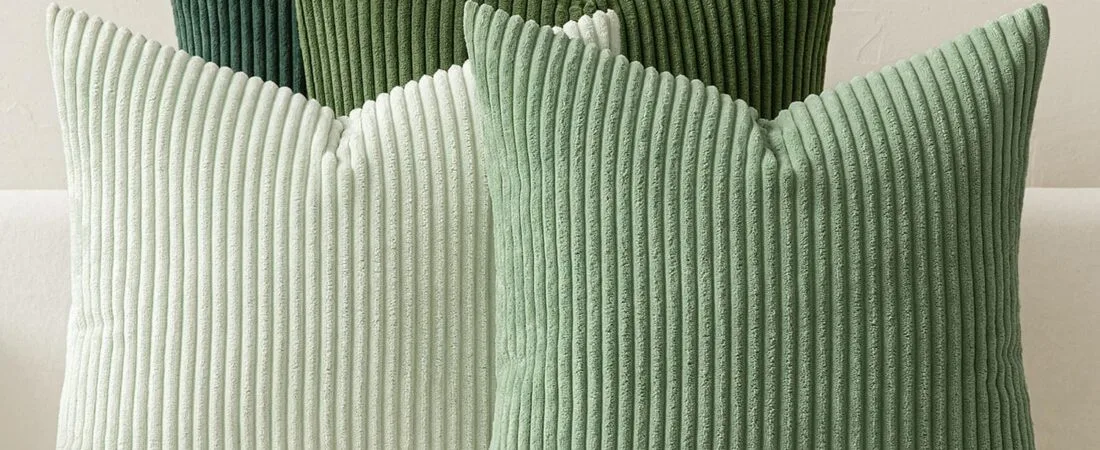 MIULEE Boho Farmhouse Sage Green Throw Pillow Covers 18×18 Inch Set of 4 Mordern Nordic Cushion Covers Soft Corduroy Spring Home Decor for Couch Bed Sofa Living Room Forest Green