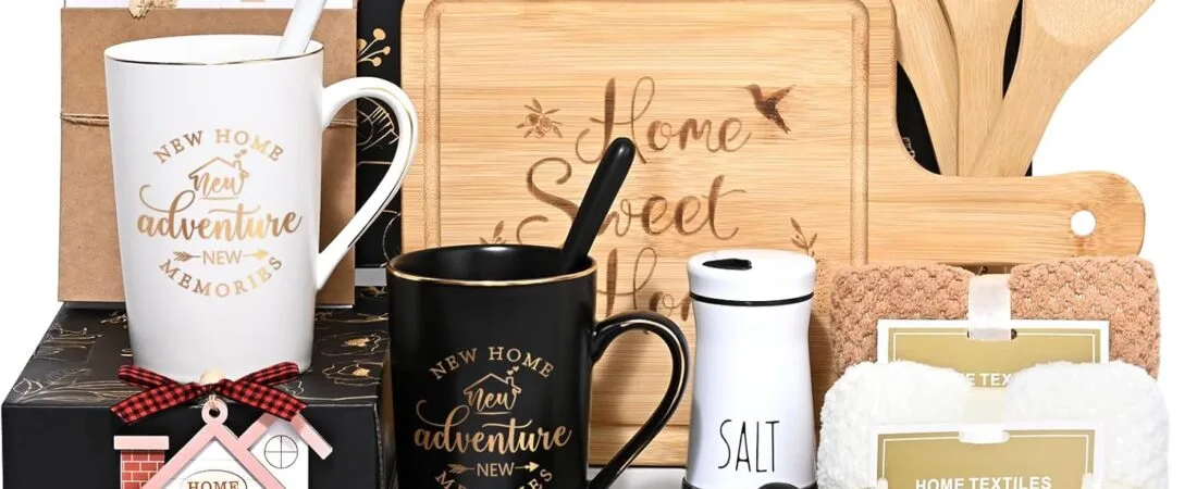 Maustic House Warming Gifts New Home, 12 Pcs New House Gift Basket, Housewarming Present for Homeowners Couples Women, Closing Gifts for Home Buyers