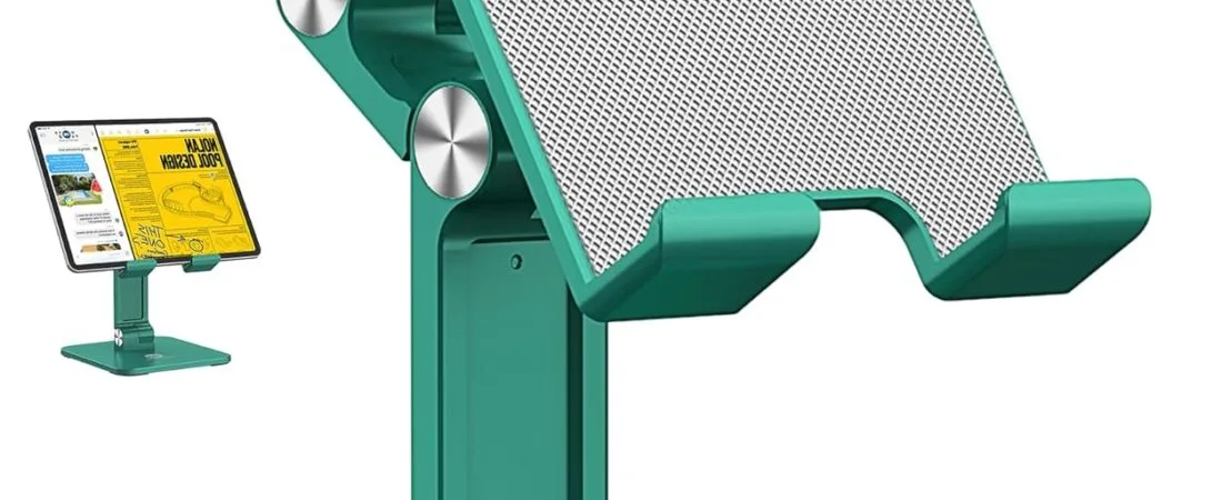 OCYCLONE Tablet Stand Compatible with iPad Holder for Desk, FoldableTablet Holder Portable Monitor Stand – Green