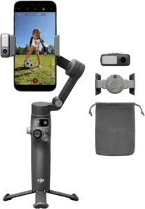 Osmo Mobile 8 Gimbal Stabilizer for Phone, Native Tracking with Audio & Lighting, 360° Pan Rotation, Built-in Extension Rod & Tripod, 10h Battery, Extension Rod, Robust 3-Axis Stabilization
