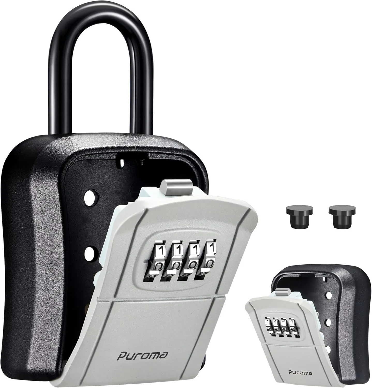 Puroma Key Lock Box, Portable Combination Lockbox Wall-Mounted Key Storage Box for House Keys, Resettable Code Safe Security Lock Box for Home, Office, Apartment Spare Key Storage (1 Pack, Gray) Puroma Key Lock Box, Portable Combination Lockbox Wall-Mounted Key Storage Box for House Keys, Resettable Code Safe Security Lock Box for Home, Office, Apartment Spare Key Storage (1 Pack, Gray)