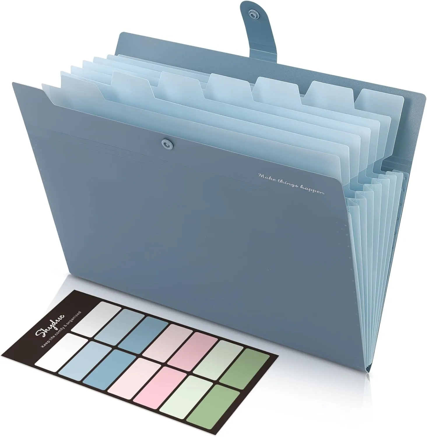 SKYDUE Expanding File Organizer with 8 Pockets, Accordion File Folders with Labels, Portable Document Paper Bill Receipt Organizer, Home College School Office Supplies, Letter Size, Blue SKYDUE Expanding File Organizer with 8 Pockets, Accordion File Folders with Labels, Portable Document Paper Bill Receipt Organizer, Home College School Office Supplies, Letter Size, Blue