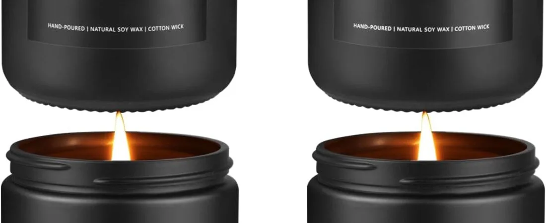 Scented Candles Set | Men Candle Set, Scented Candles for Home, Gifts for Men Aromatherapy Gift Set – 4 Pack Manly Gifts for Dad Fathers Day, Soy Candle of Leather/Smoke & Vanilla/Oak/Lavender