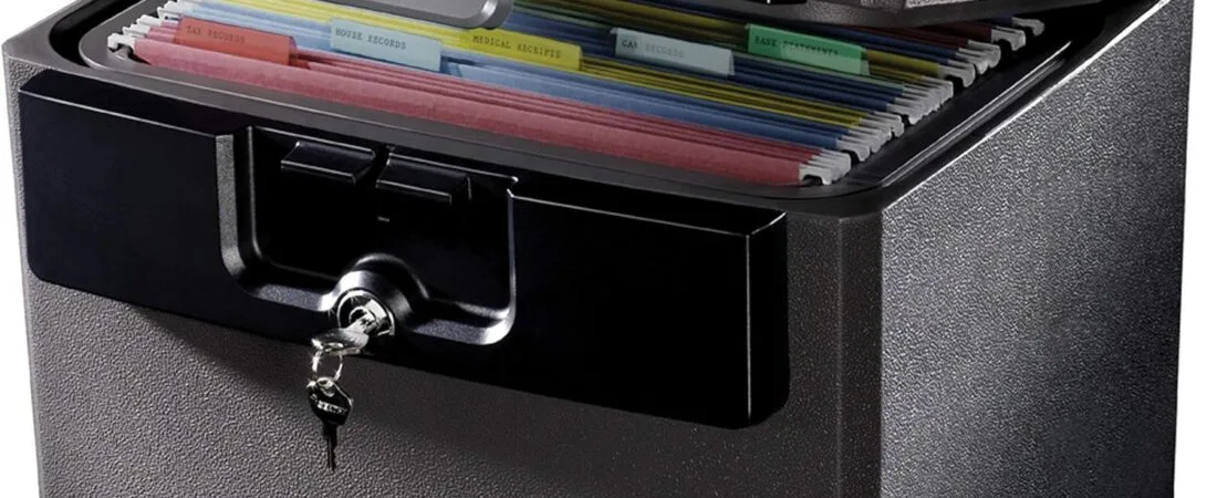 SentrySafe Black Fireproof and Waterproof Safe, File Folder and Document Box with Key Lock, Ex. 14.3 x 15.5 x 13.5 inches, HD4100