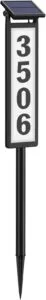 Solar Illuminated LED Lighted Address Sign, House Numbers for Outside Yard Home, Numbers Plaque Outdoor Waterproof, Black