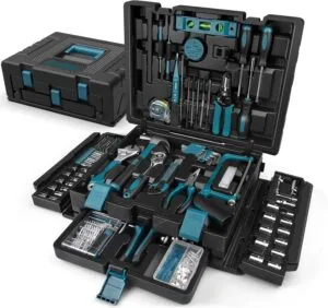 Sundpey 379-PCs Home Tool Kit - Portable Complete Household and Auto Repair Tool Set - Hand General Basic Tool Box Storage Case with Drawer - Full Basic Toolkit for Handyman & Diyer & Homeowner