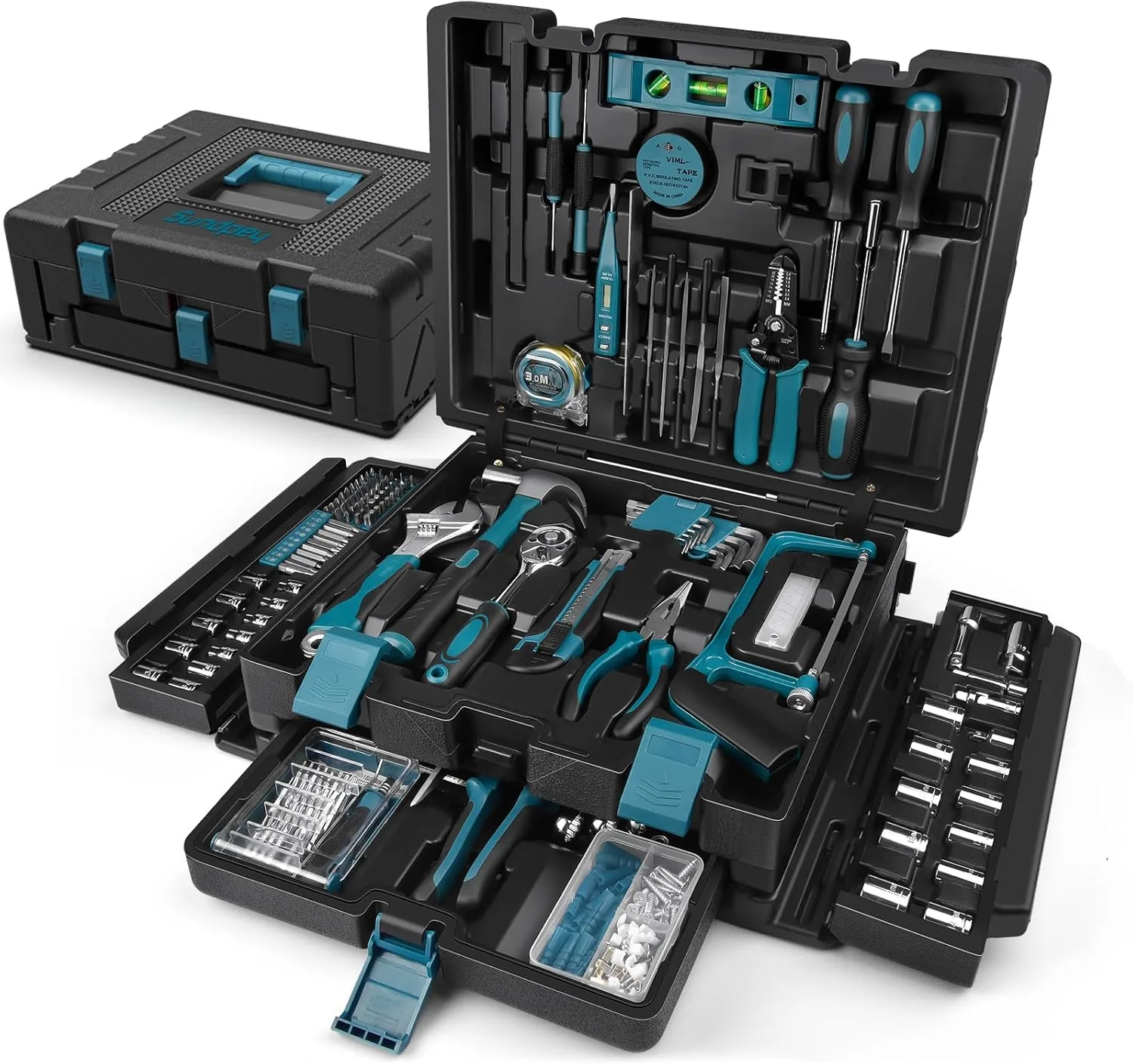 Sundpey 379-PCs Home Tool Kit – Portable Complete Household and Auto Repair Tool Set – Hand General Basic Tool Box Storage Case with Drawer – Full Basic Toolkit for Handyman & Diyer & Homeowner Sundpey 379-PCs Home Tool Kit – Portable Complete Household and Auto Repair Tool Set – Hand General Basic Tool Box Storage Case with Drawer – Full Basic Toolkit for Handyman & Diyer & Homeowner
