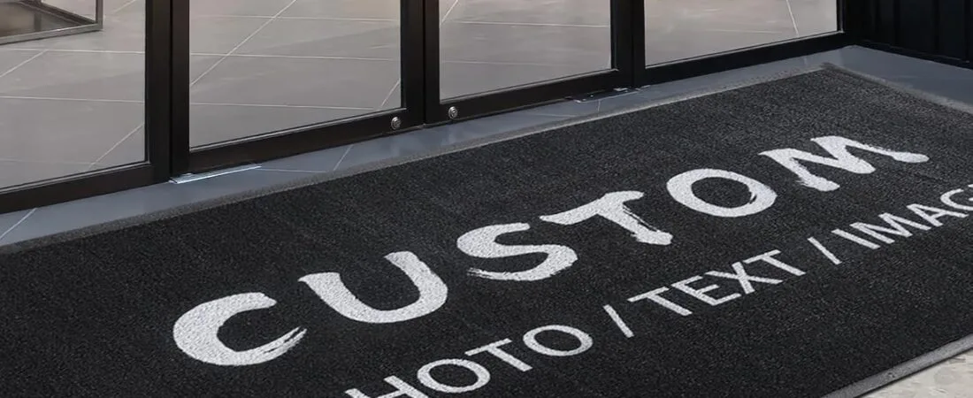 TOMCUSTOM Custom Rugs with Logo Doormat Runner Personalized Commercial Office Floor Mat with Any Size Color Logo Non Slip Rugs for Outdoor