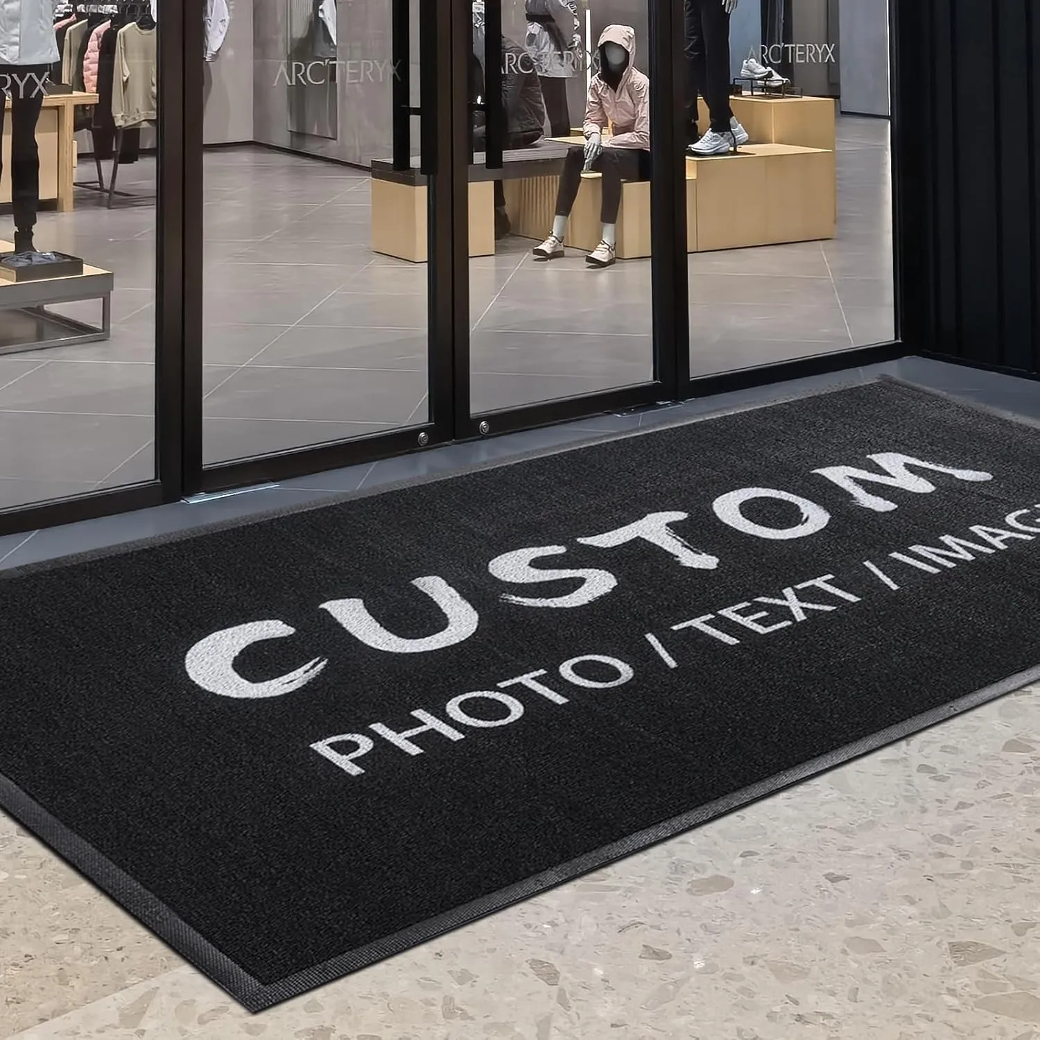 TOMCUSTOM Custom Rugs with Logo Doormat Runner Personalized Commercial Office Floor Mat with Any Size Color Logo Non Slip Rugs for Outdoor