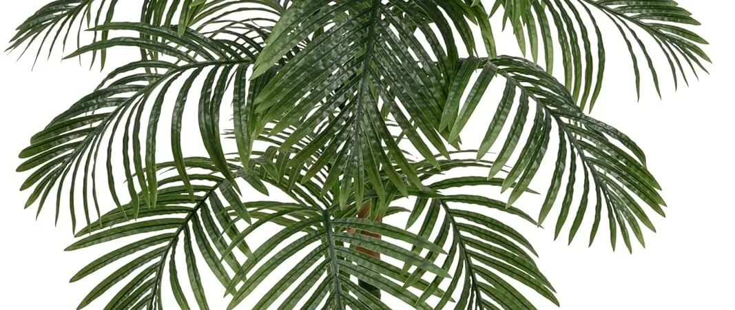 TXABL Artificial Golden Cane Palm Tree 5FT, Fake Palm Tree with Three Realistic Trunks and Lifelike Palm Leaves, Faux Palm Plant for Indoor Home Décor with Black Planter