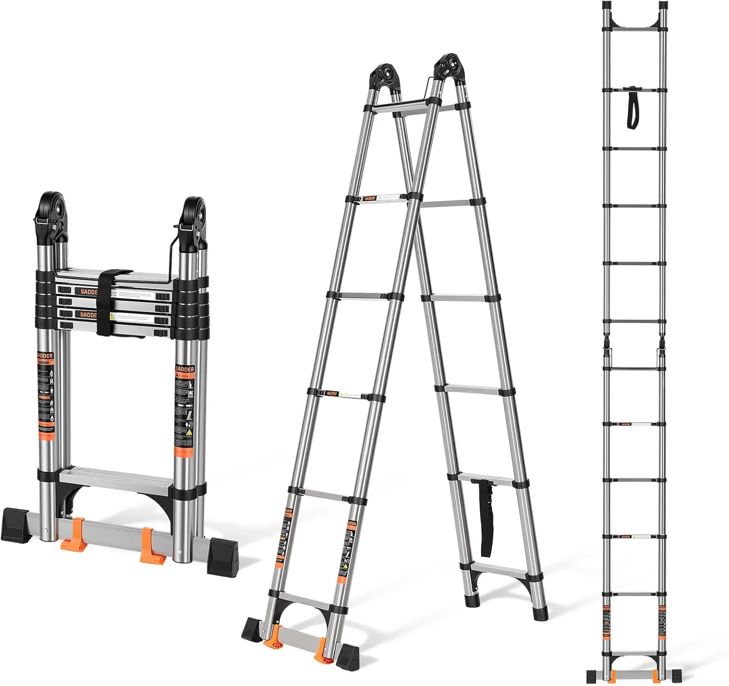 Telescoping Ladder 16.5 FT A Frame, Extension Ladder with Balance Bar Heavy Duty 330 lbs Max Capacity for RV or Outdoor Work