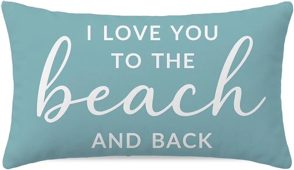 Throw Pillow Cover 12×20 Inch Teal, I Love You to The Beach and Back Lumbar Decorative Cushion Case for Spring Summer Beach House or Coastal Living Room Decor Accent Throw Pillow Cover 12×20 Inch Teal, I Love You to The Beach and Back Lumbar Decorative Cushion Case for Spring Summer Beach House or Coastal Living Room Decor Accent