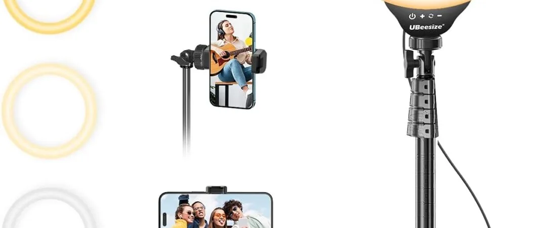 UBeesize 12” Selfie Ring Light with 62’’ Tripod Stand for Video Recording, Live Streaming(YouTube, Instagram, TIK Tok), Compatible with Phones, Cameras and Webcams
