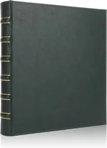 Vintage Hardback 3 Ring Binder 1 Inch, Professional Leather Binder 3 Ring, Three Ring Binders Fits 8.5" x 11", D Ring Binders for Photo Album, Home, School and Office Supplies- Dark Green