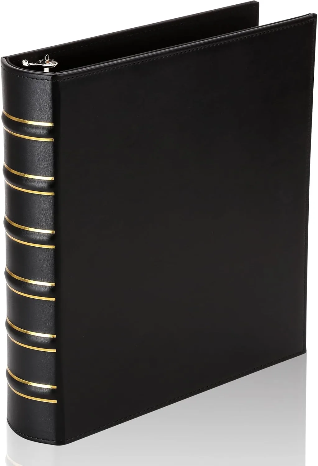 Vintage Hardback 3 Ring Binder 1.5 Inch, Professional Leather Binder 3 Ring, Three Ring Binders Fits 8.5 x 11, D Ring Binders for Photo Album, Home, School and Office Supplies- Black