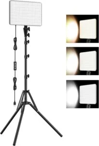 1-Pack LED Video Lighting Kit, Anautin 15W/1700Lux Photography Lighting with Tripod Stand, 2500-8500K Dimmable Streaming Light for Video Recording, Gaming, Podcast, Barber, Salon, TikTok, YouTube